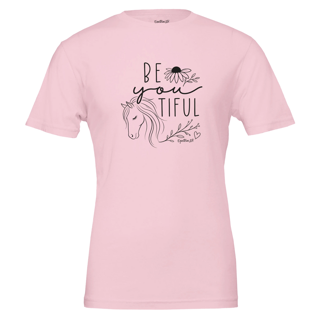 BE You ti FUL Horse Tee in Pink designed by Bricole Reincke for Equestrian Life®.