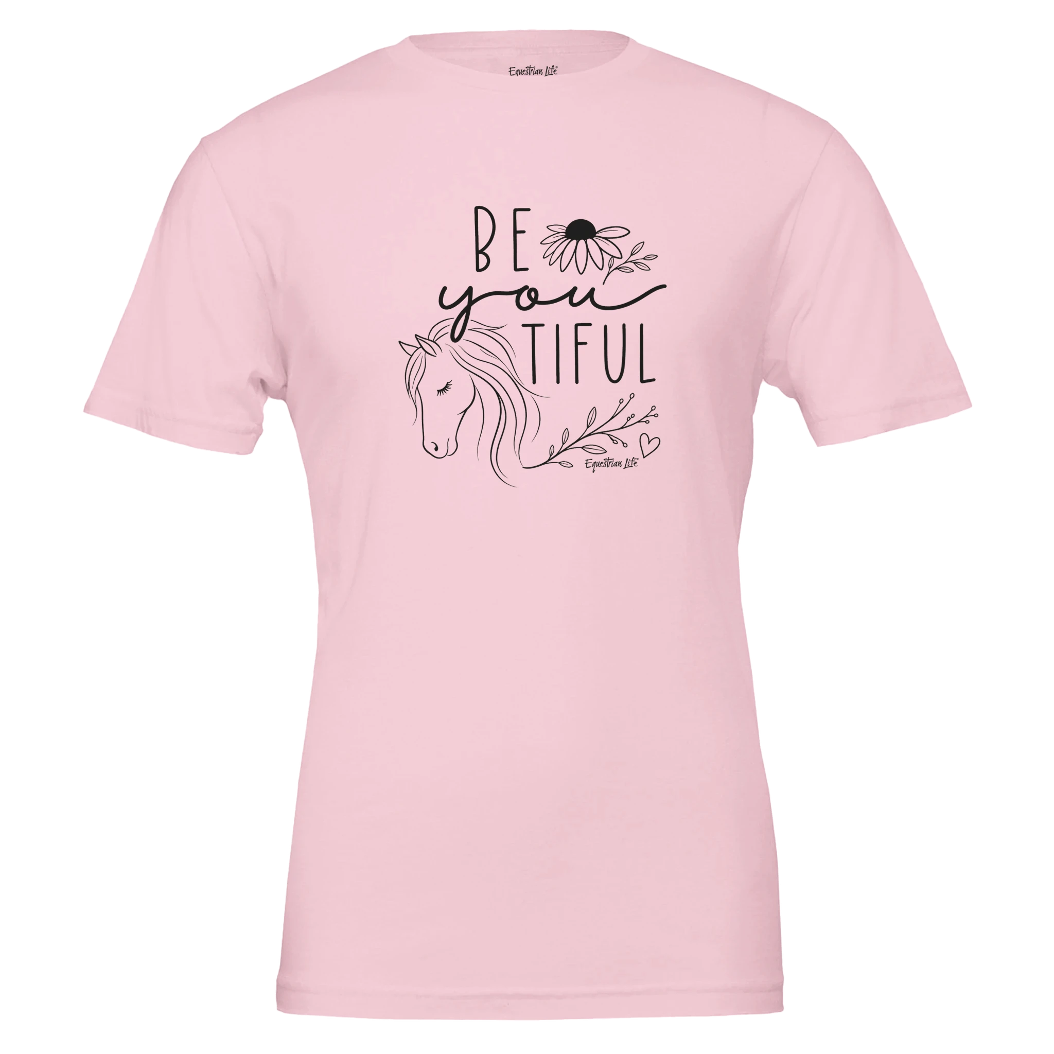 BE You ti FUL Horse Tee in Pink designed by Bricole Reincke for Equestrian Life®.