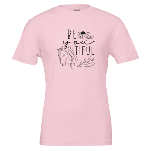BE You ti FUL Horse Tee in Pink designed by Bricole Reincke for Equestrian Life®.