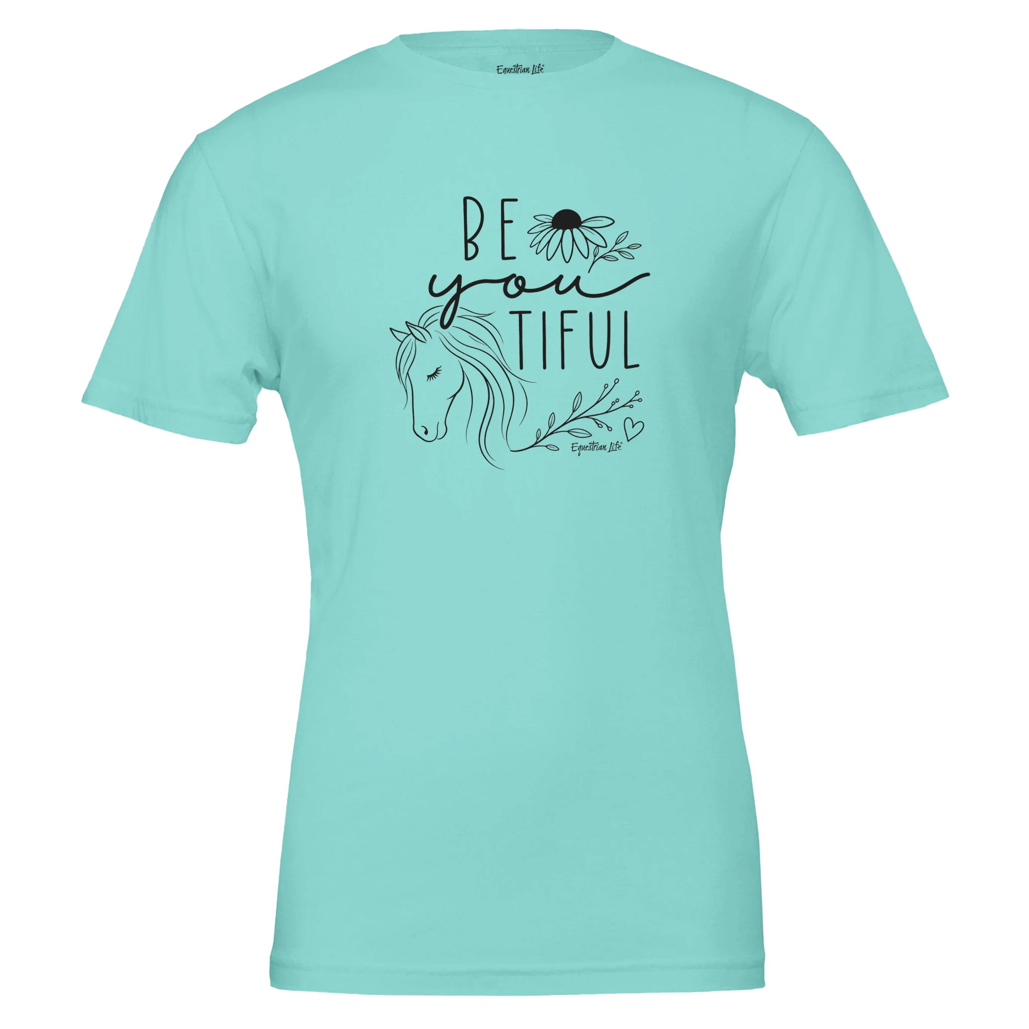 BeYoutiful Horse Tee in Teal designed by Bricole Reincke for Equestrian Life®.