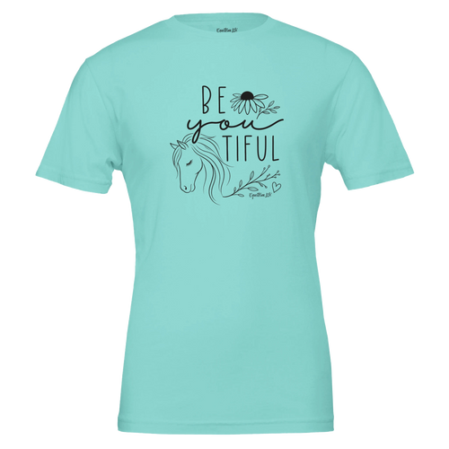 BeYoutiful Horse Tee in Teal designed by Bricole Reincke for Equestrian Life®.