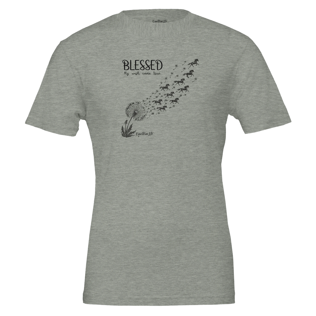 Blessed Horse Tee in Heather Grey designed by Bricole Reincke for Equestrian Life®.