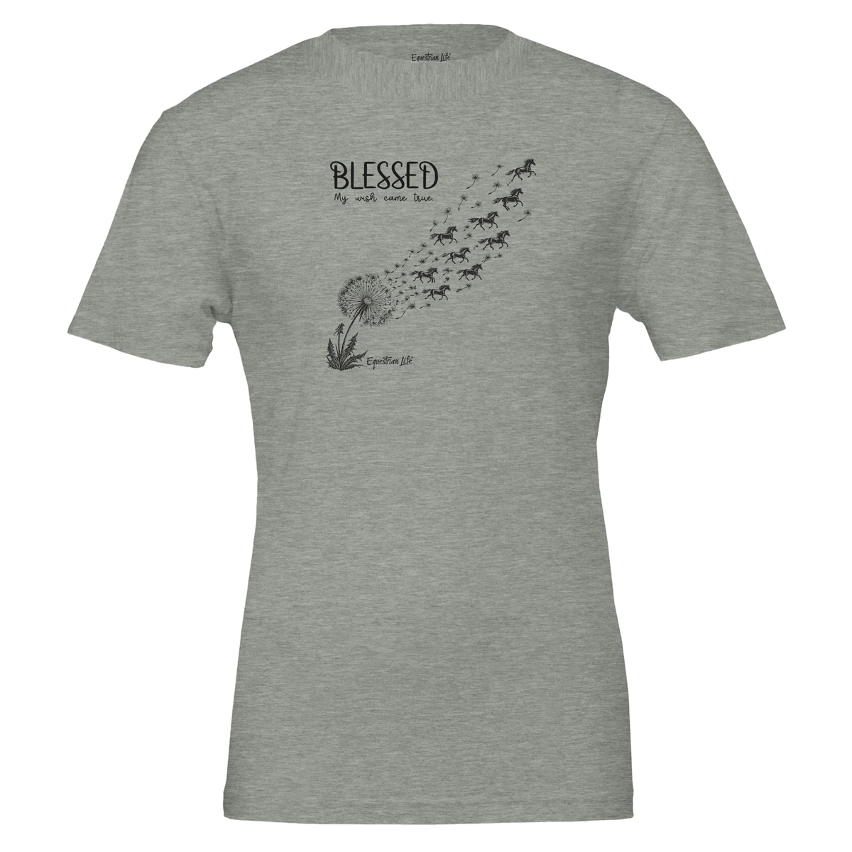 Blessed Horse Tee in Heather Grey designed by Bricole Reincke for Equestrian Life®.