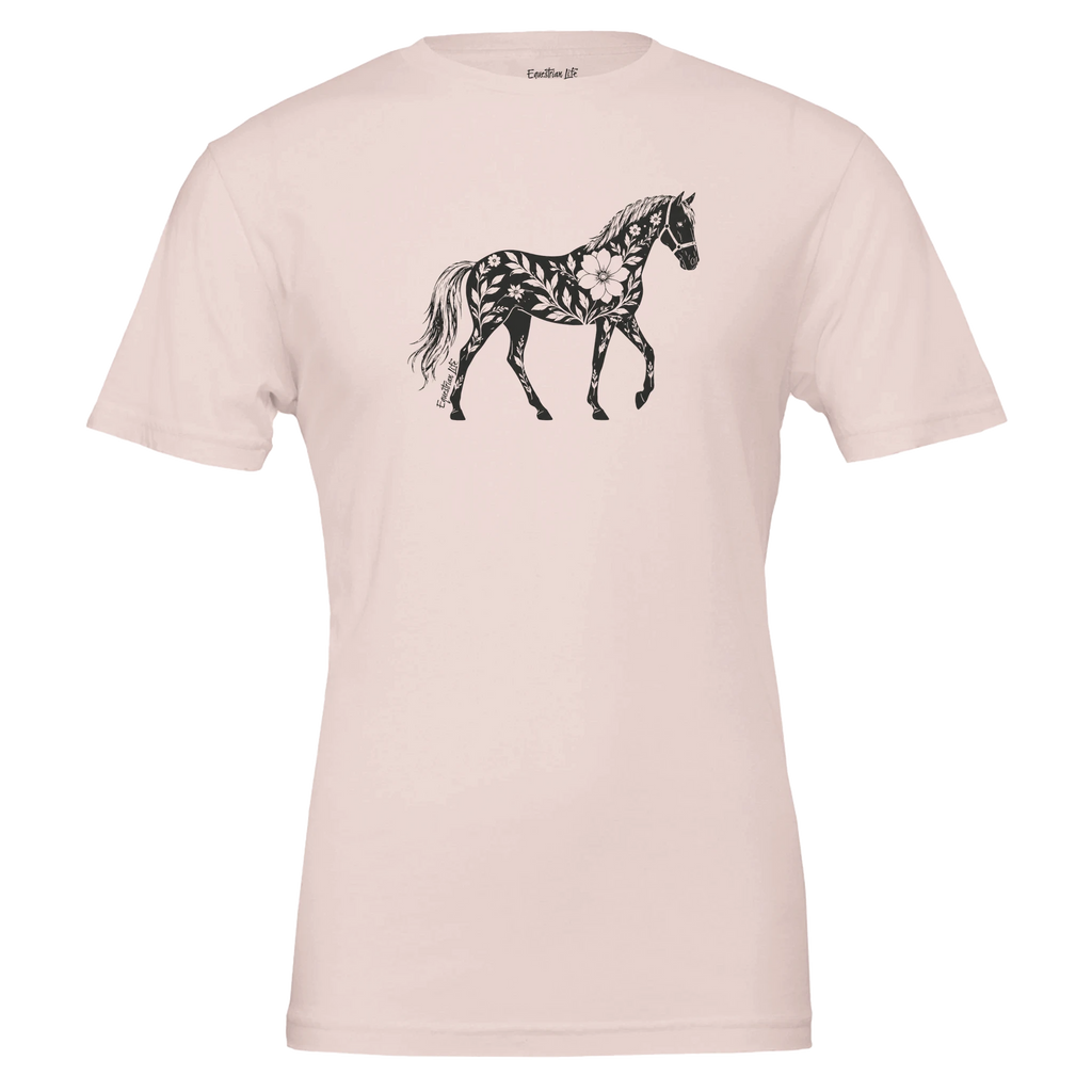 Blooming Spirit Horse Tee (Soft Pink) designed by Bricole Reincke