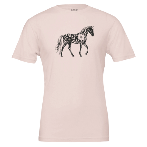 Blooming Spirit Horse Tee (Soft Pink) designed by Bricole Reincke