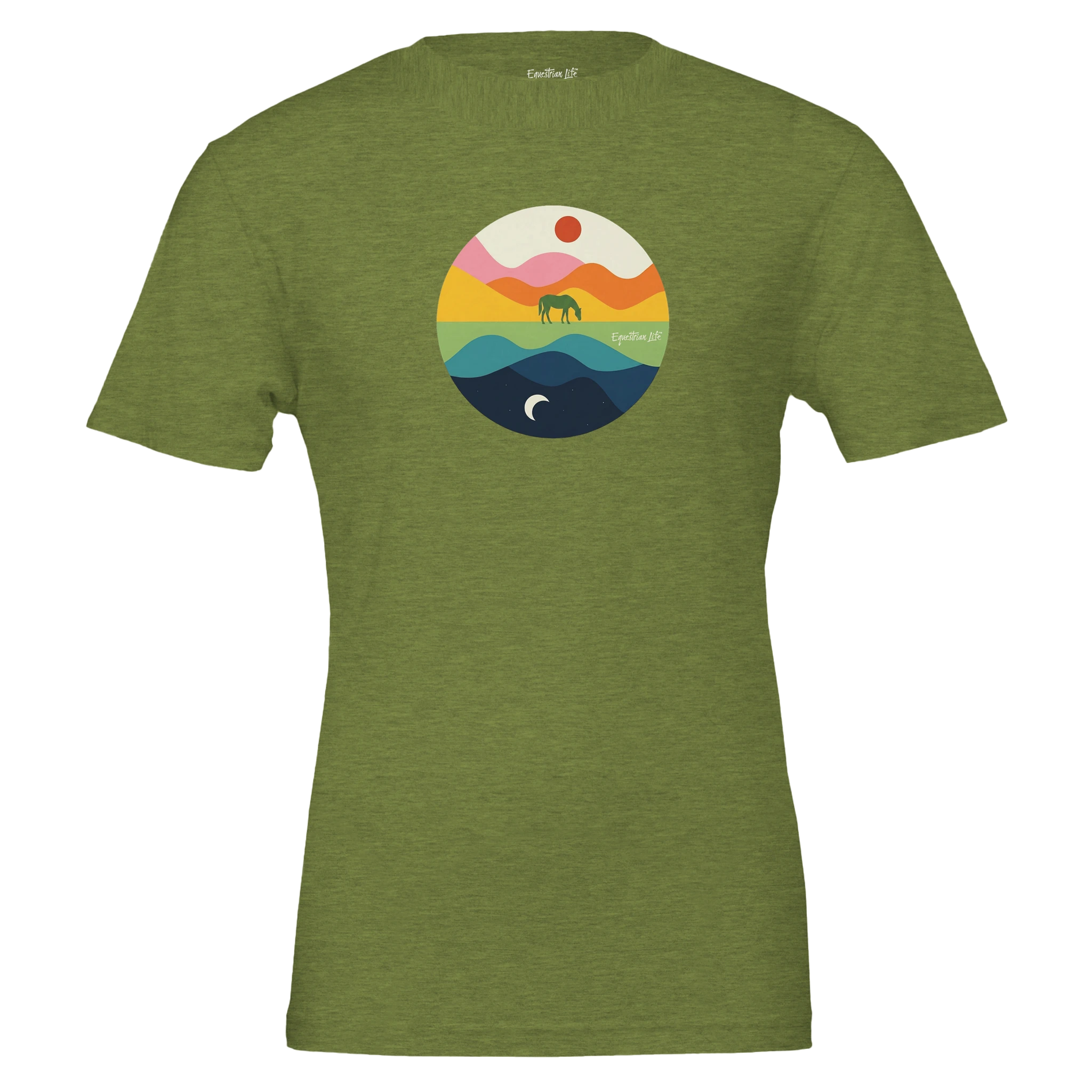 Daybreak Journey Horse Tee (Heather Green) designed by Bricole Reincke