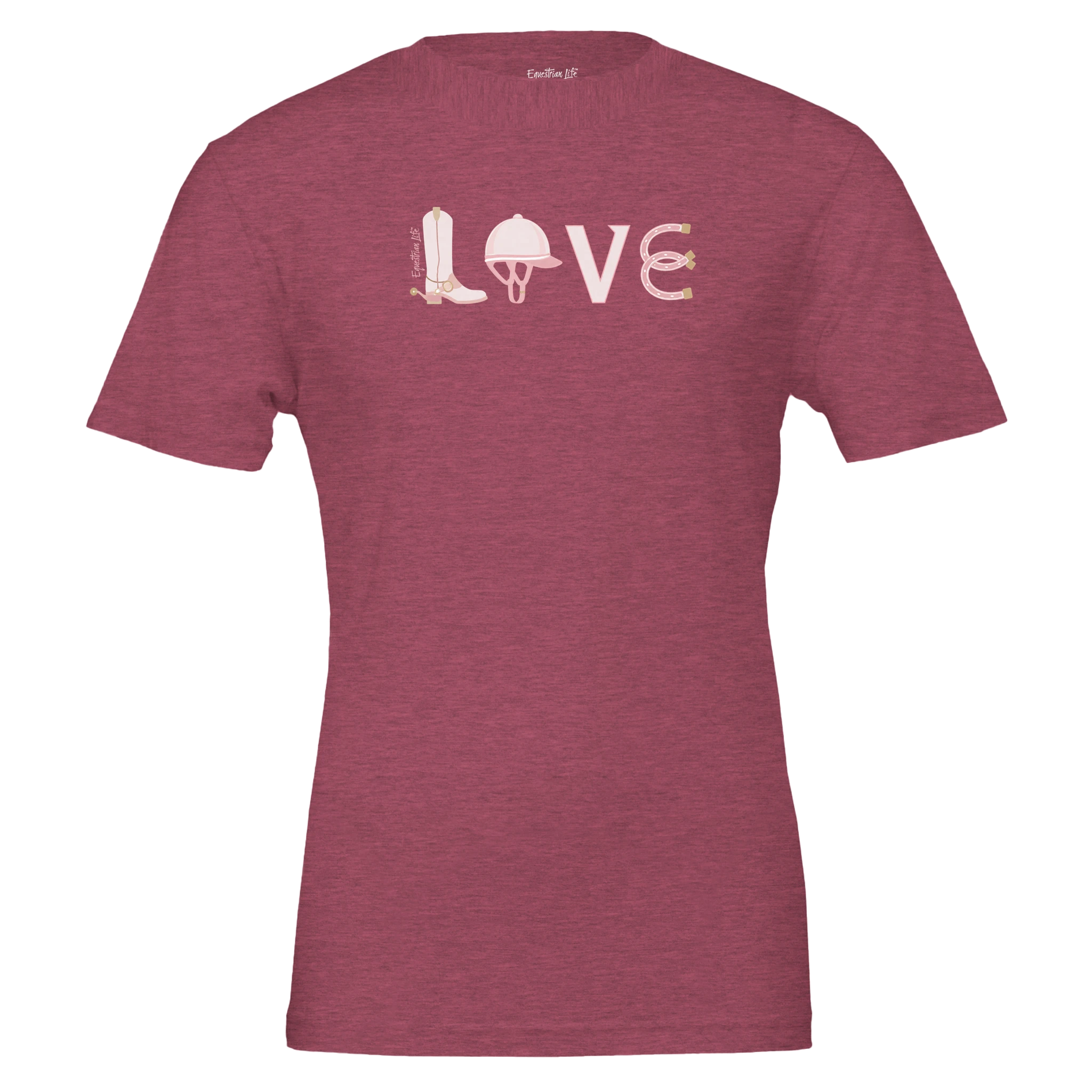 Equestrian Essentials Love Tee (Heather Raspberry) designed by Bricole Reincke
