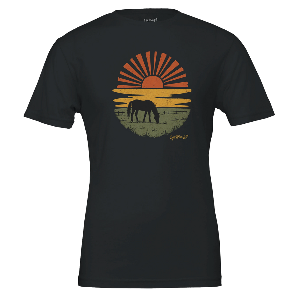 Golden Horizon Horse Tee (Black) designed by Bricole Reincke