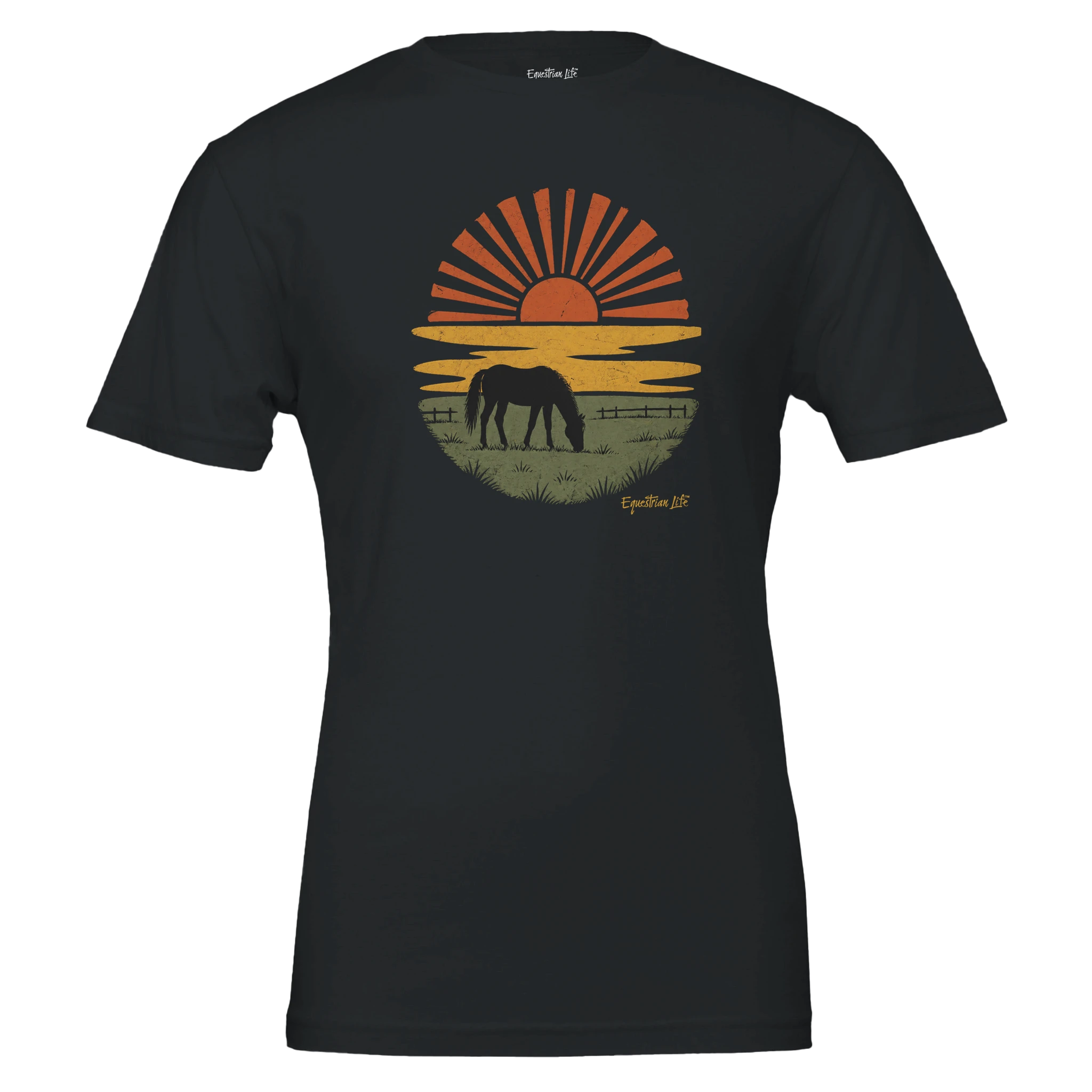 Golden Horizon Horse Tee (Black) designed by Bricole Reincke