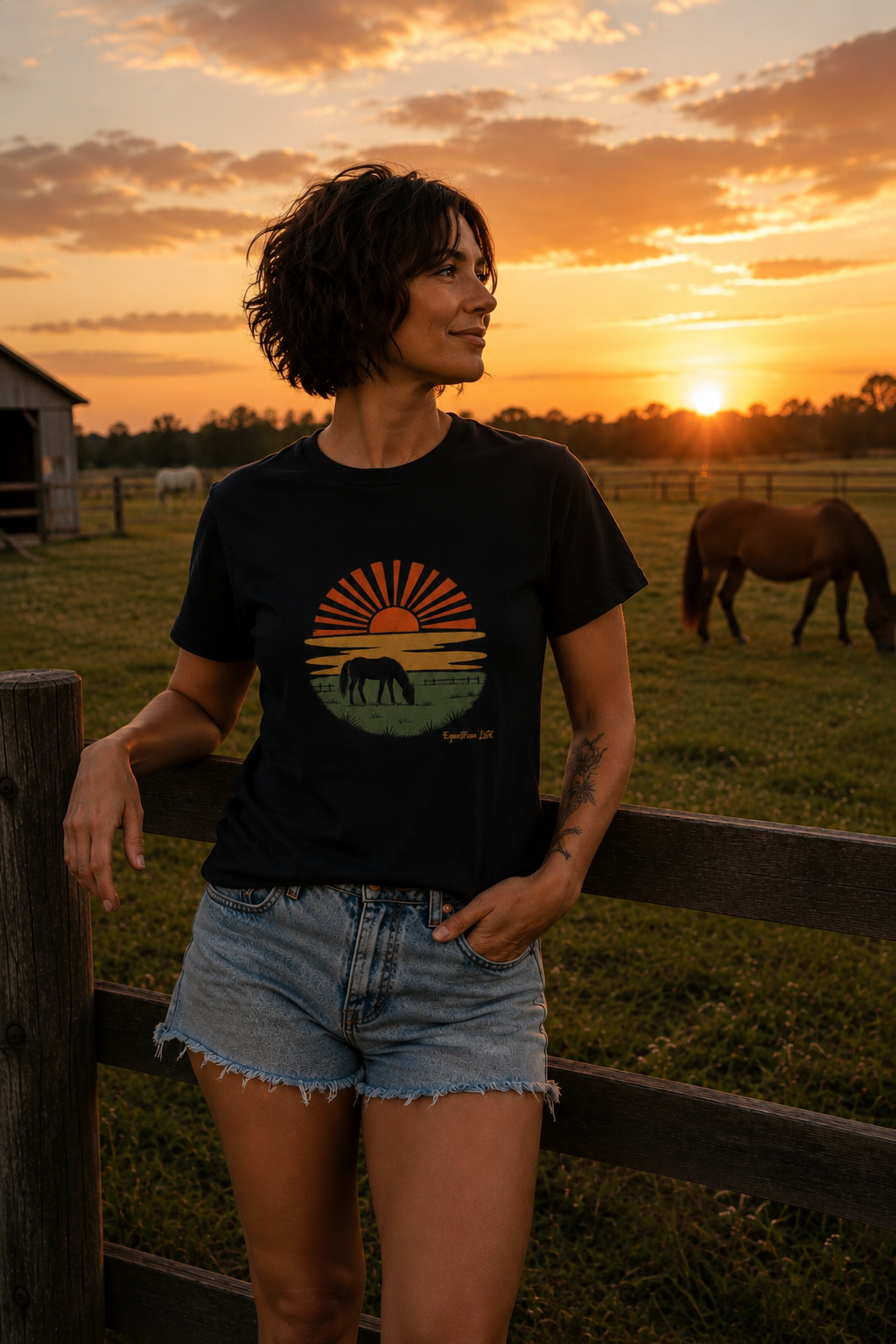 Equestrian Life Golden Horizon Horse Tee designed by Bricole Reincke