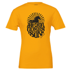 Here Comes the Sun Horse Tee (Yellow), an original equestrian lifestyle design by Bricole Reincke for Equestrian Life®.