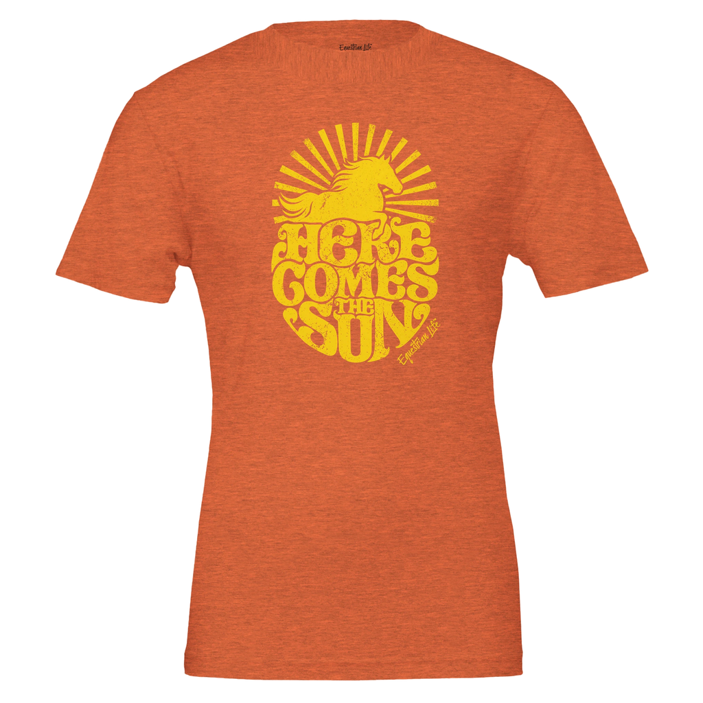 Here Comes the Sun Horse Tee (Heather Orange) designed by Bricole Reincke