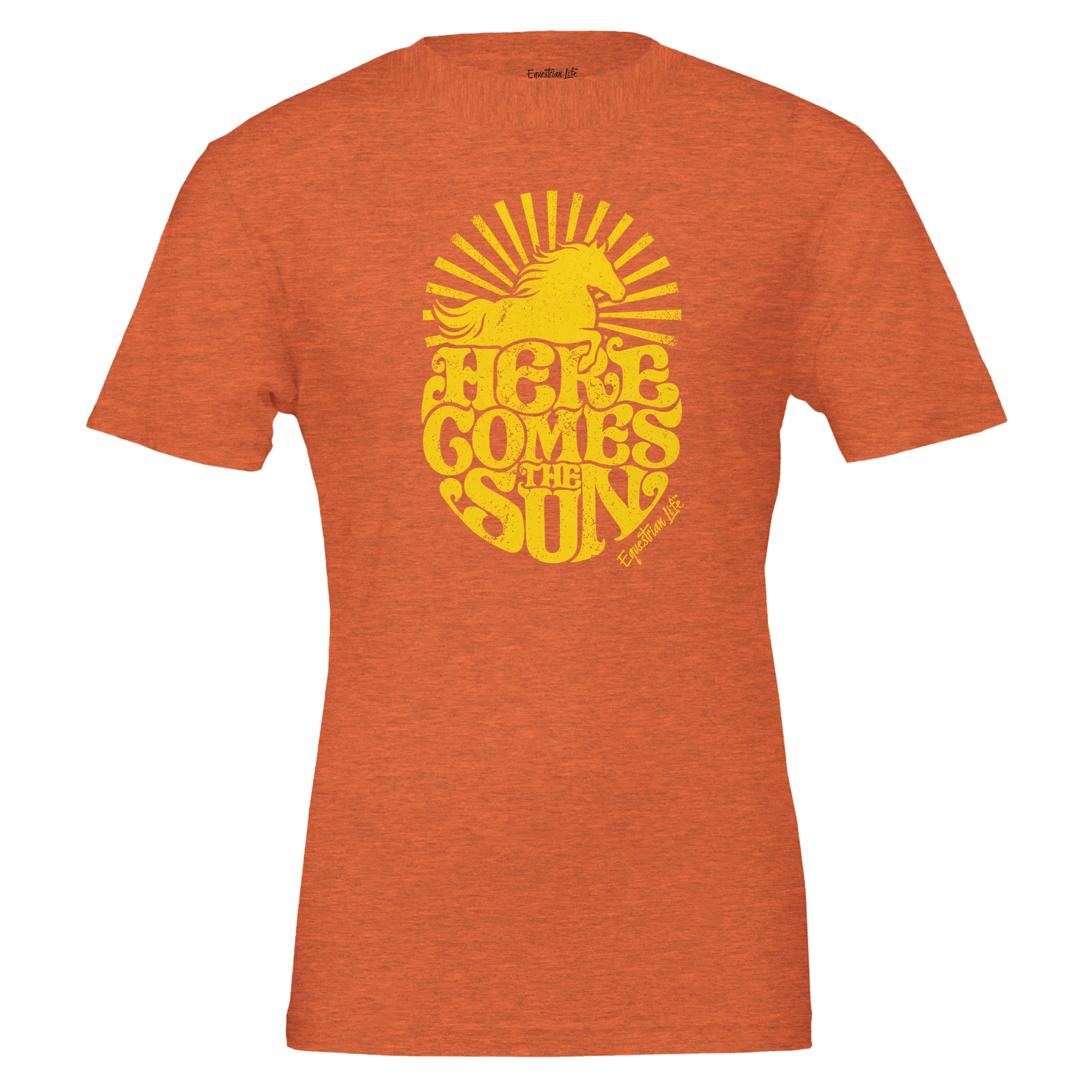 Here Comes the Sun Horse Tee (Heather Orange) designed by Bricole Reincke