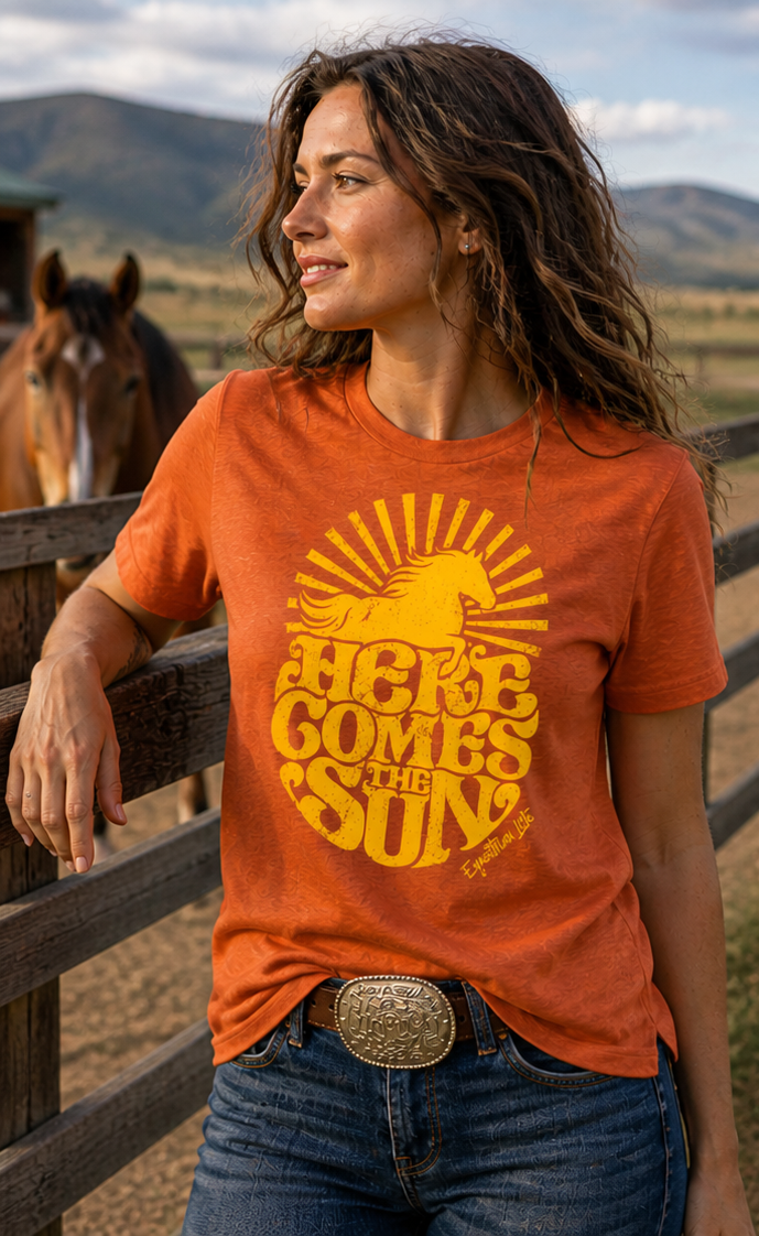 Equestrian Life Here Comes the Sun Horse Tee designed by Bricole Reincke