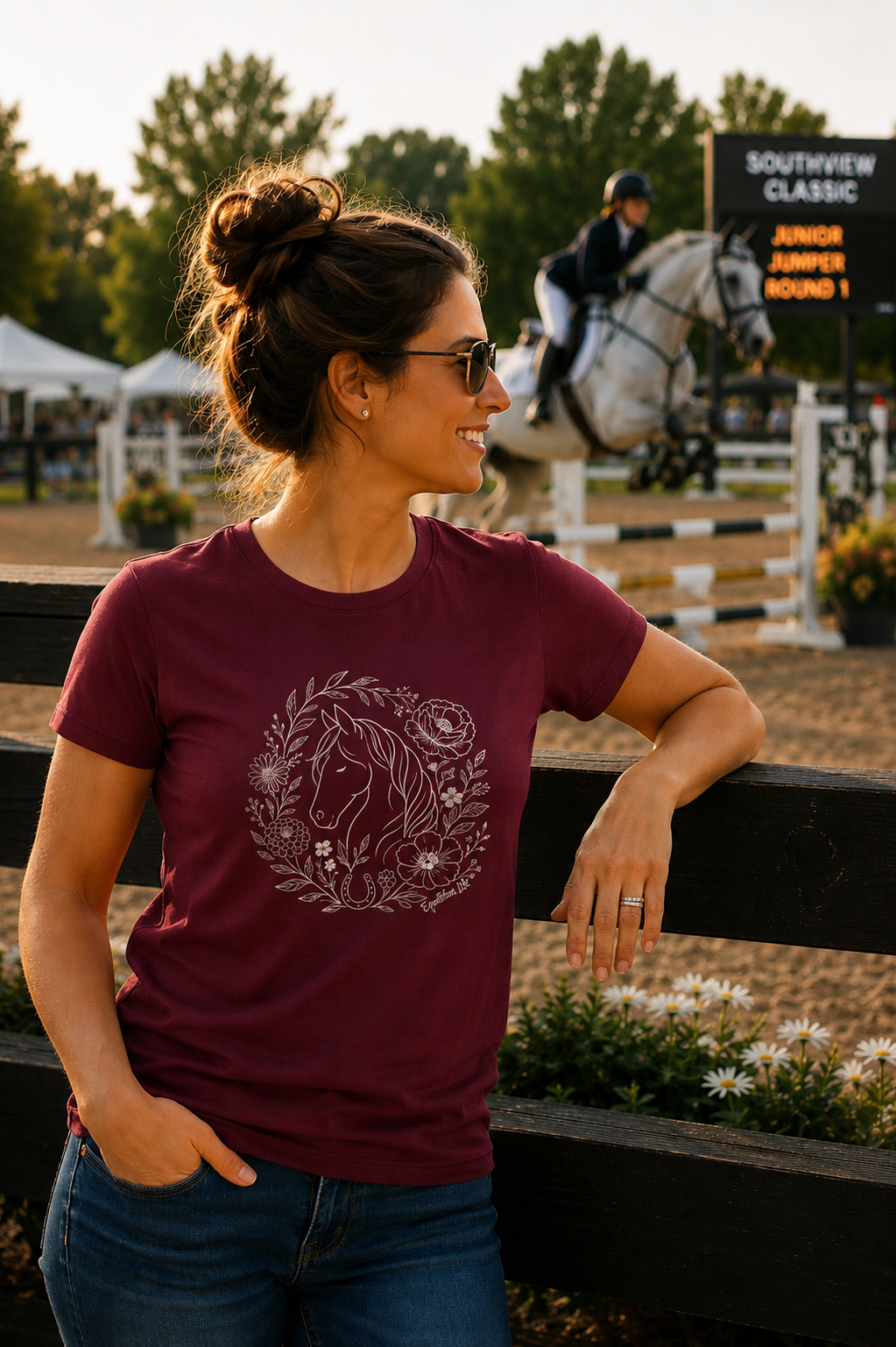 Equestrian Life Horse Bloom Wreath Tee designed by Bricole Reincke