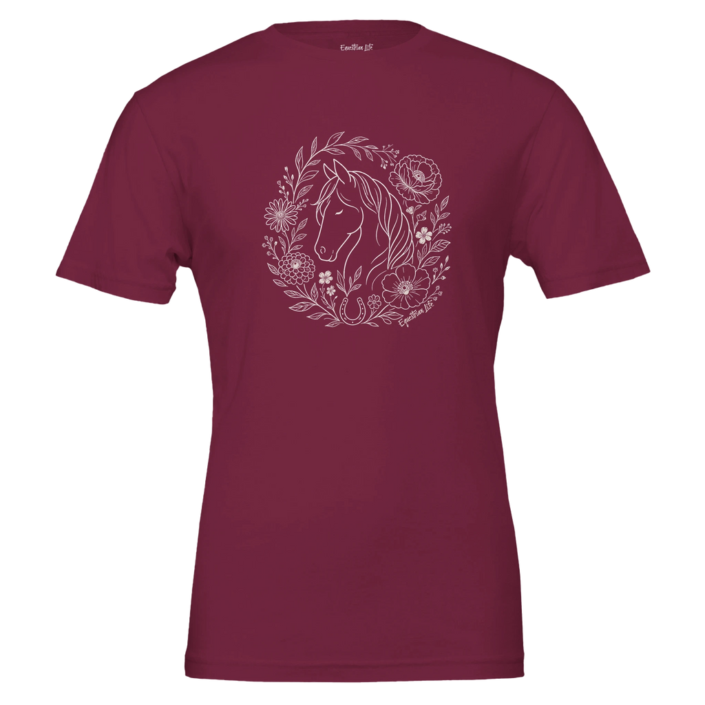 Horse & Bloom Wreath (Maroon) Designed by Bricole Reincke