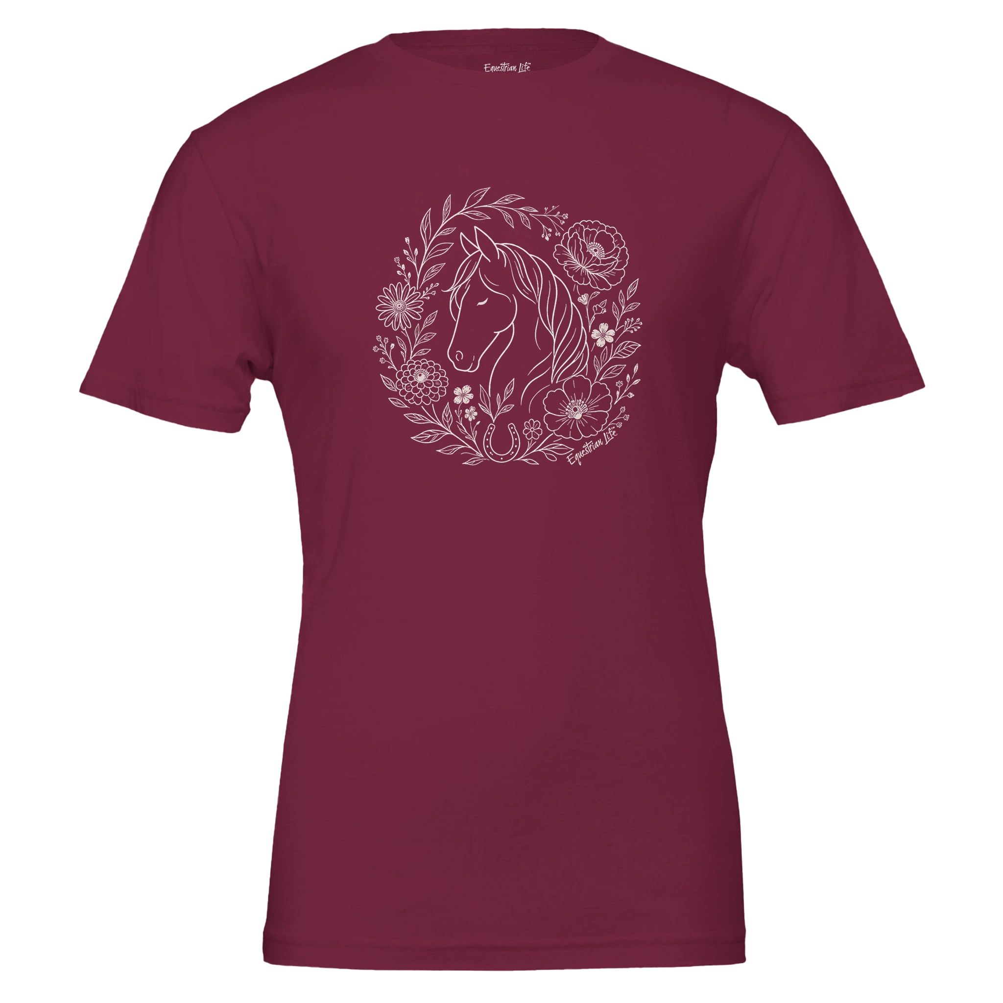 Horse & Bloom Wreath (Maroon) Designed by Bricole Reincke