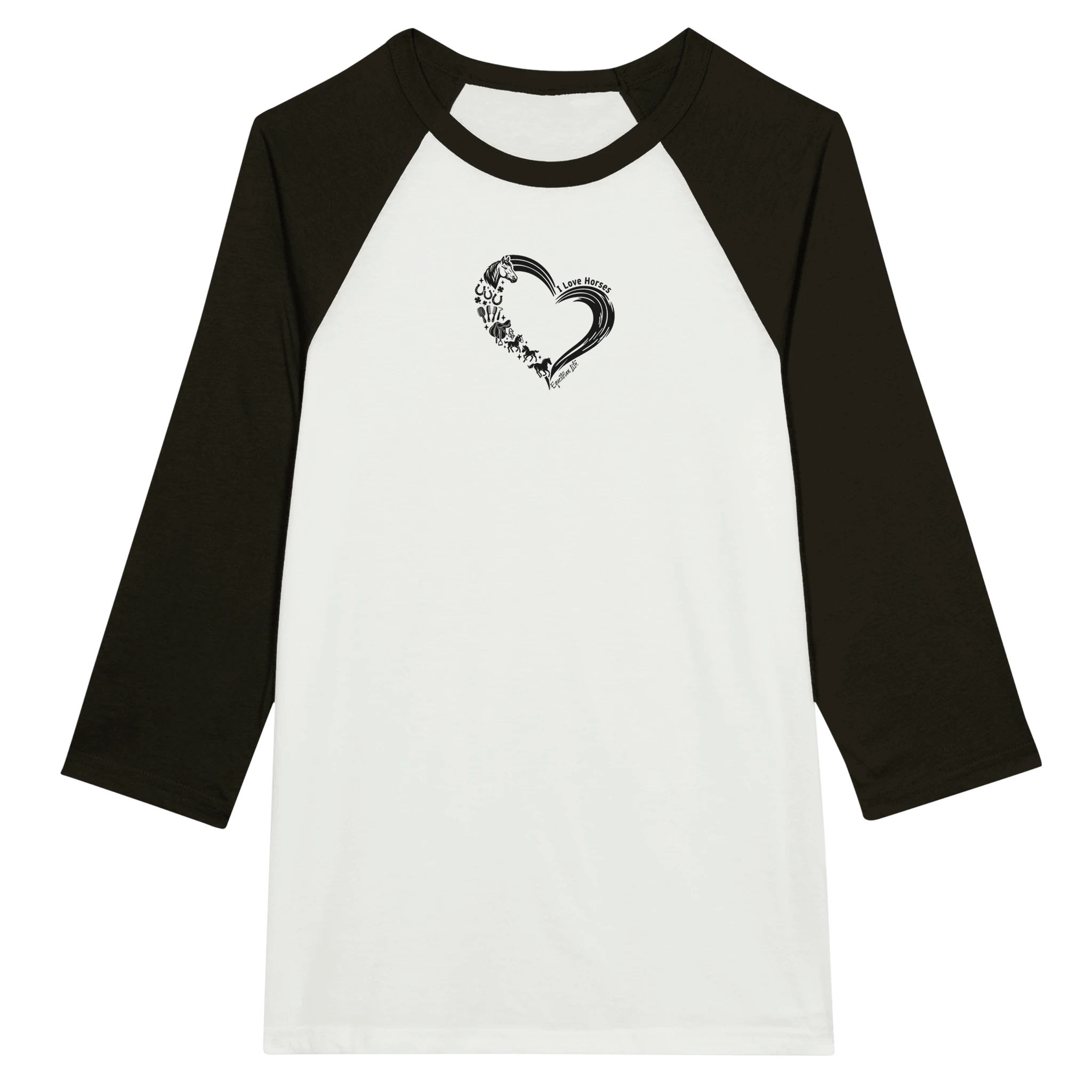 I Love Horses Raglan Tee (Black) designed by Bricole Reincke