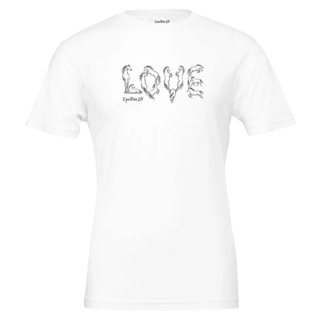 Love in Every Stride Horse Tee in White designed by Bricole Reincke for Equestrian Life®.