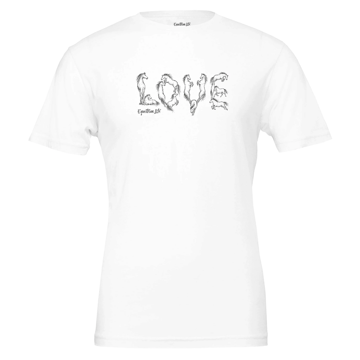 Love in Every Stride Horse Tee in White designed by Bricole Reincke for Equestrian Life®.