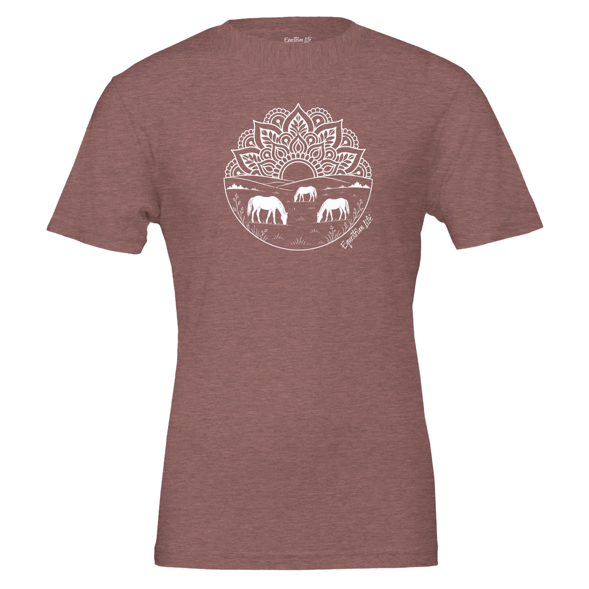 Mandala Horse Pasture Tee in Heather Mauve designed by Bricole Reincke for Equestrian Life®