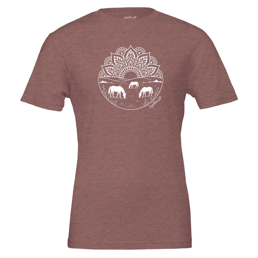 Mandala Horse Pasture Tee (Heather Mauve) designed by Bricole Reincke
