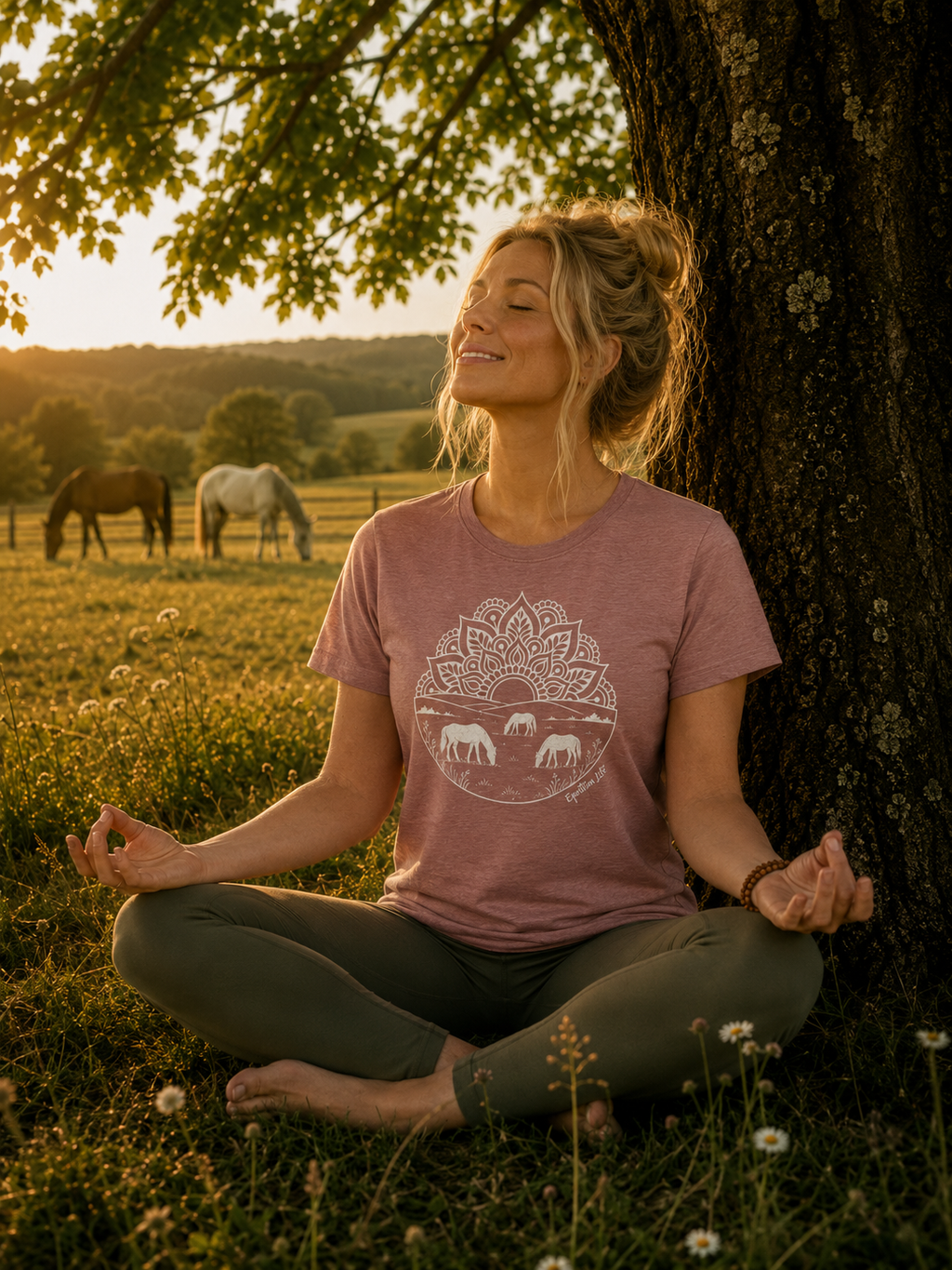Equestrian Life Mandala Horse Pasture Tee Horse Tee designed by Bricole Reincke