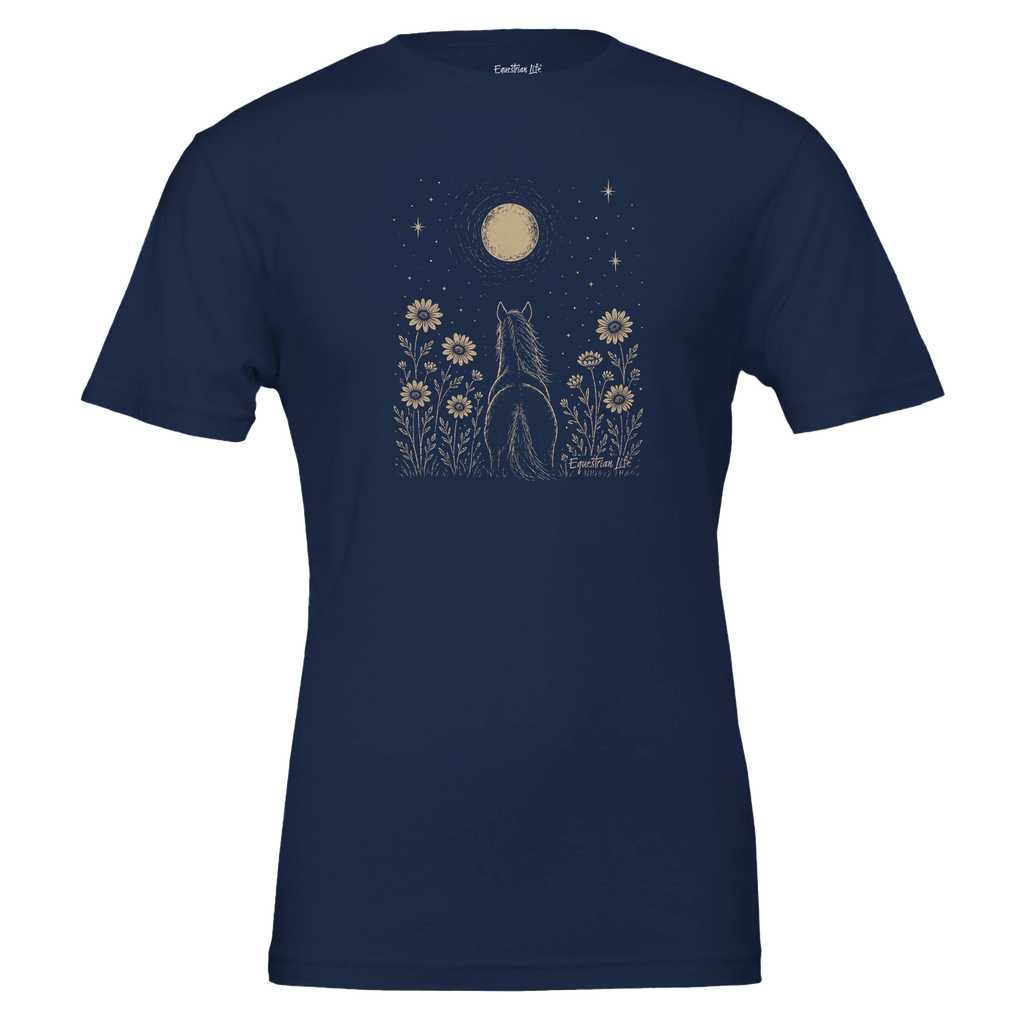Midnight Wildflower Horse Tee in Navy designed by Bricole Reincke for Equestrian Life®.