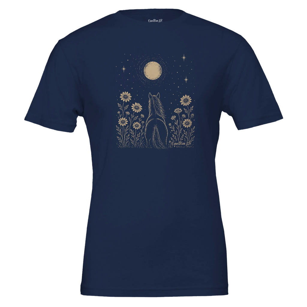 Midnight Wildflower Horse Tee (Navy) designed by Bricole Reincke