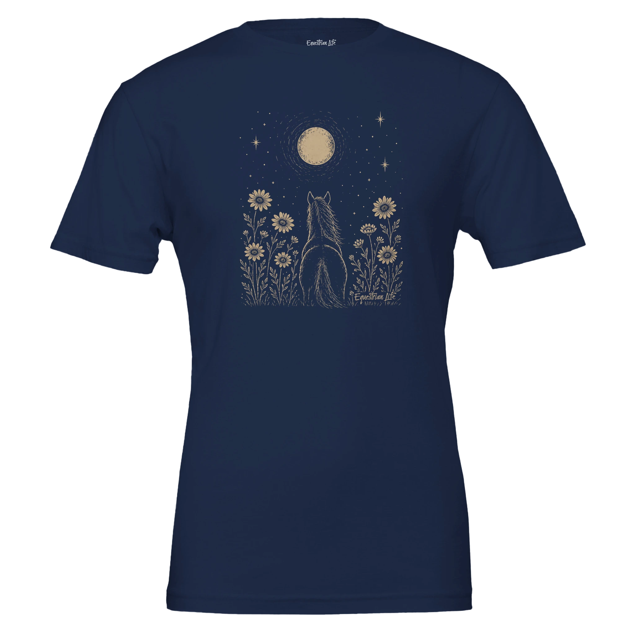 Midnight Wildflower Horse Tee (Navy) designed by Bricole Reincke