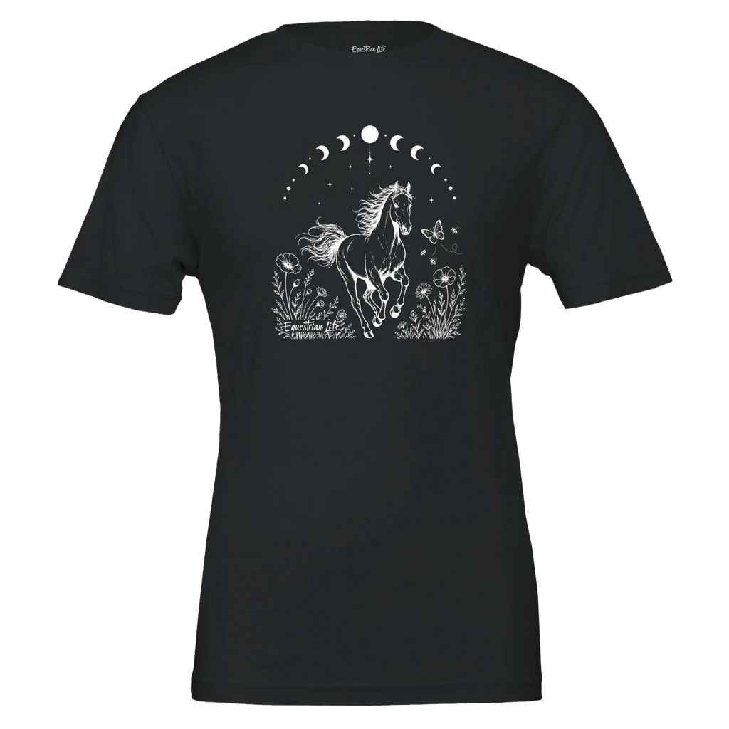 Moonlit Meadow Horse Tee (Black) designed by Bricole Reincke