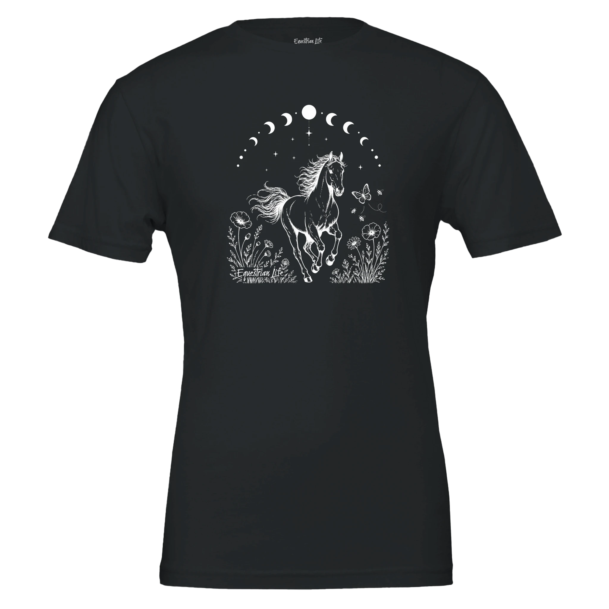 Moonlit Meadow Horse Tee (Black) designed by Bricole Reincke