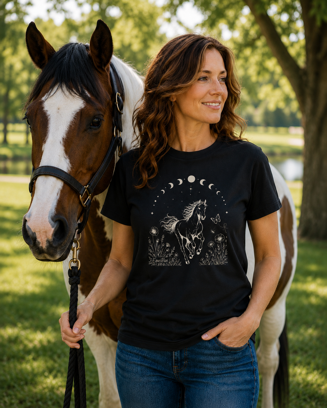 Equestrian Life Moonlit Meadow Horse Tee designed by Bricole Reincke