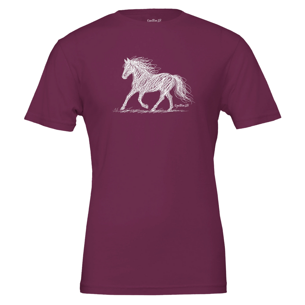 Scribble Horse Tee (Berry) designed by Bricole Reincke
