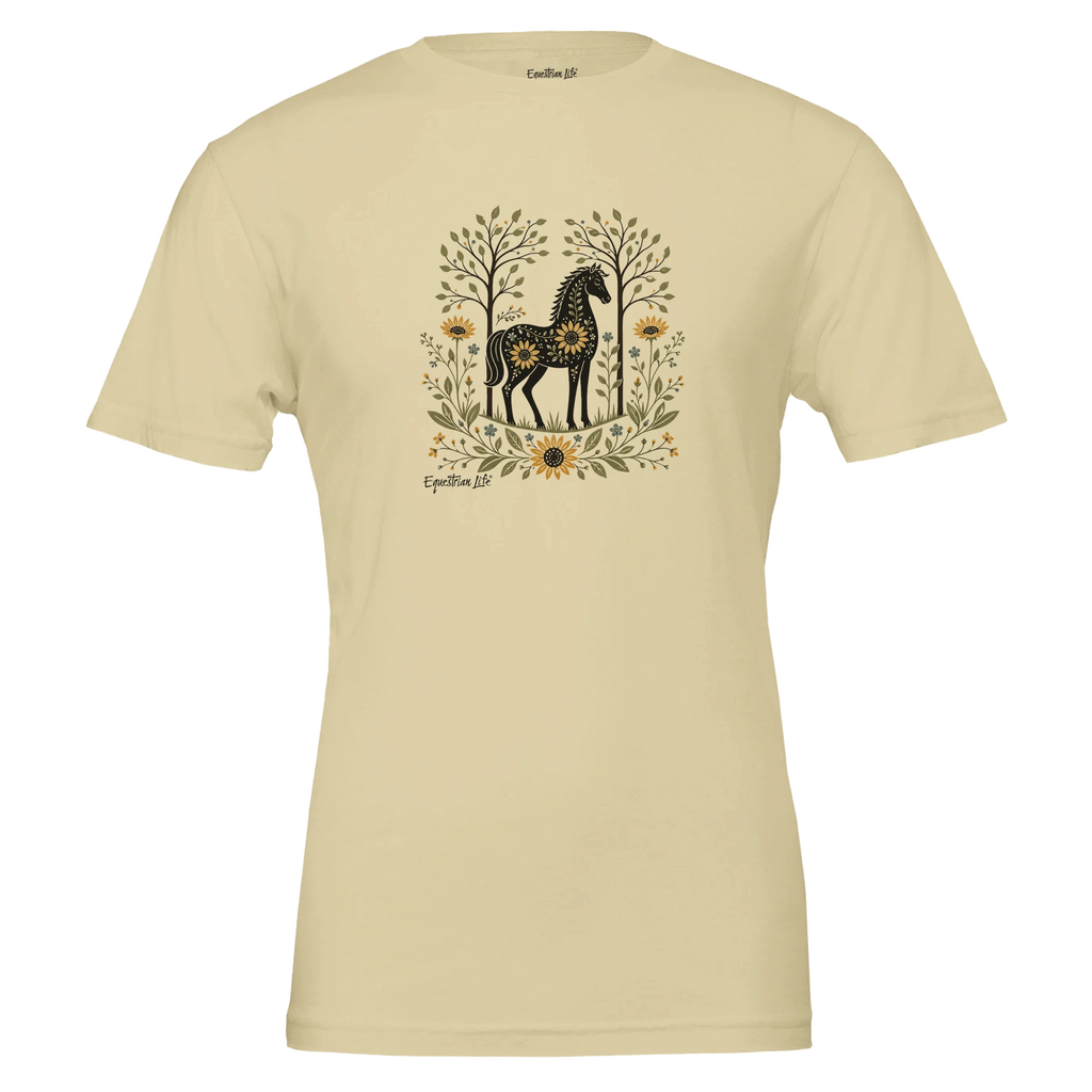 Sunflower Meadow Horse Tee designed by Bricole Reincke for Equestrian Life®.