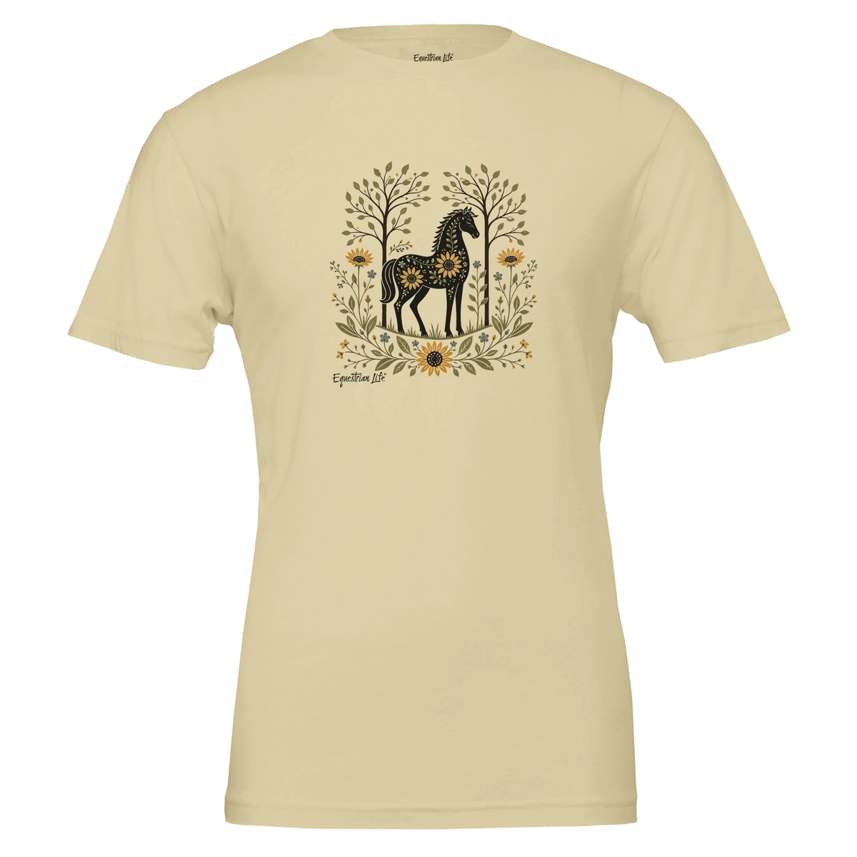 Sunflower Meadow Horse Tee designed by Bricole Reincke for Equestrian Life®.