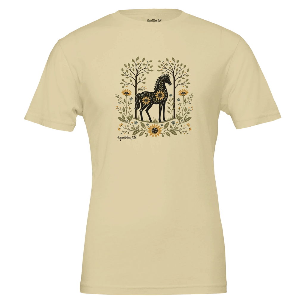 Sunflower Meadow Horse Tee (Natural) designed by Bricole Reincke