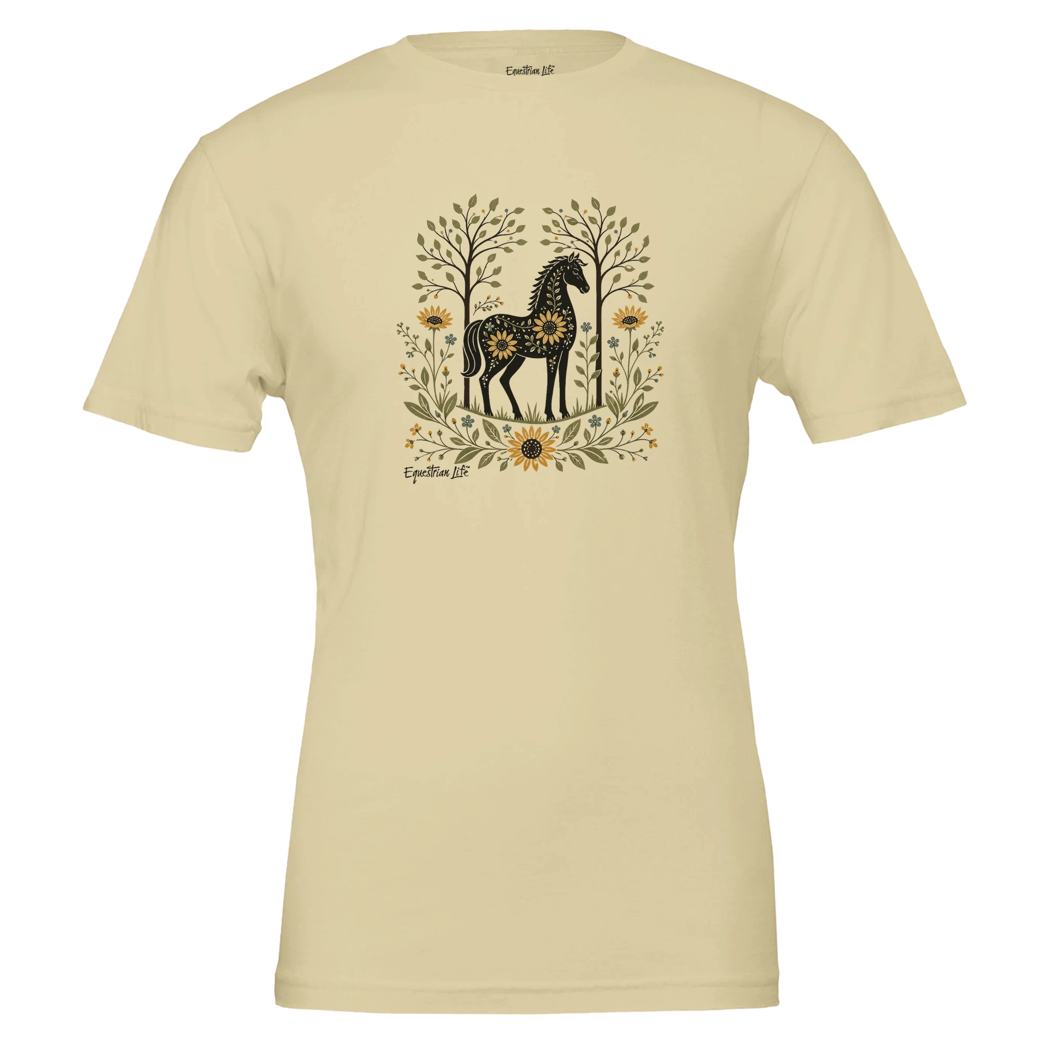 Sunflower Meadow Horse Tee (Natural) designed by Bricole Reincke