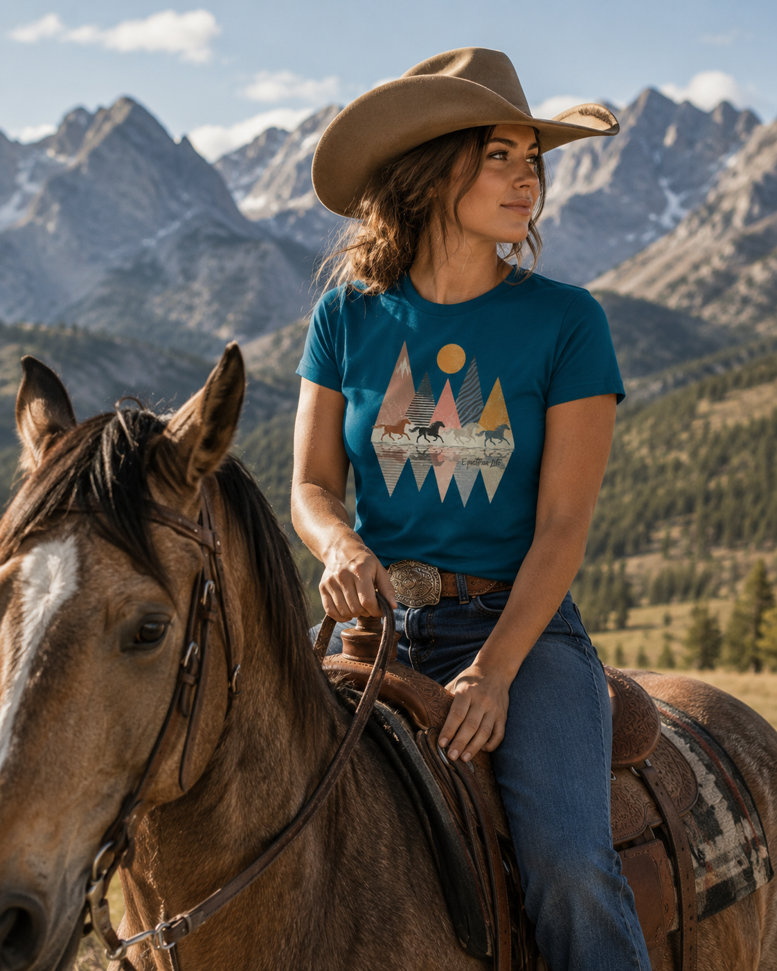 Equestrian Life Wild Horizon Run Horse Tee designed by Bricole Reincke